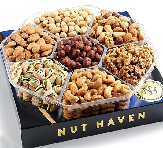Nuts Gift Basket - Extra Large Assortment of Sweet & Roasted Salted Gourmet Nuts - Assorted Food Gift Box for Birthday, Family, Sympathy, Men & Women.