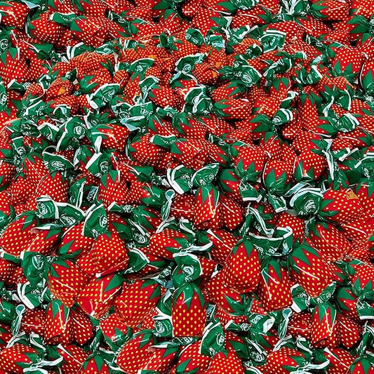 Strawberry Hard Candy Filled With Real Fruit Pulp - 1 lbs - Strawberry Flavored Bon Bons Filled with Real Strawberry Pulp - American Vintage Candy Snack Assortment - Individually Wrapped, 16 oz.