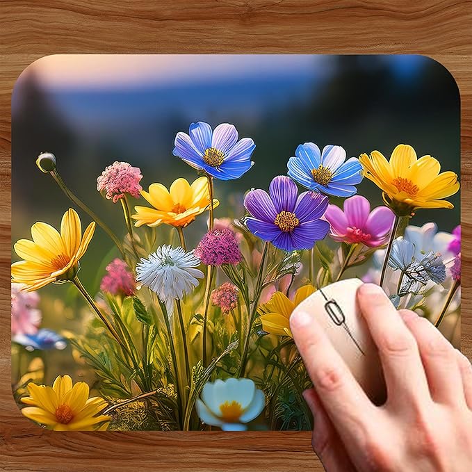 Floral Pattern Flower Mouse Pad Mat Mousepad for Desk Computer Laptop PC Gaming Home or Office Gift for Her Flowers (Wildflowers MP98)
