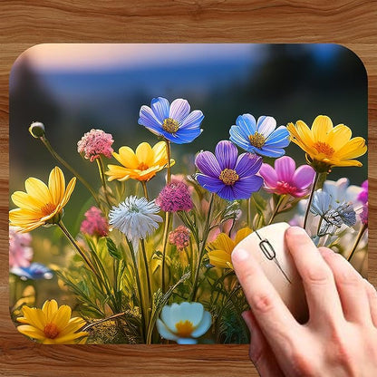 Floral Pattern Flower Mouse Pad Mat Mousepad for Desk Computer Laptop PC Gaming Home or Office Gift for Her Flowers (Wildflowers MP98)