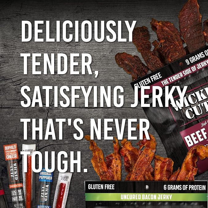 Wicked Cutz Orange Teriyaki Beef Jerky, 24g Protein Per Bag, Tender & Easy to Chew Alternative to Teriyaki Beef Sticks, USA Made High Protein Carnivore Snacks (2 Bags)