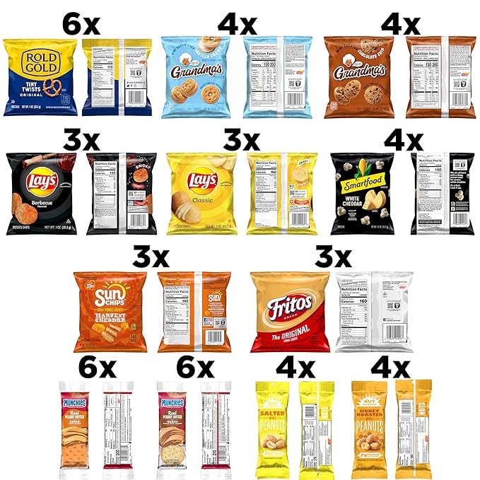 Frito-Lay Sweet & Salty Snacks, Variety Mix of Cookies, Crackers, Chips & Nuts, (Pack of 50)