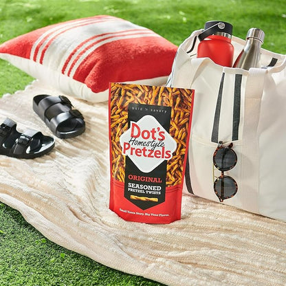 Dot's Pretzels Original Seasoned Pretzel Twists, Healthy Kids Snacks, 16oz Grocery Sized Bag (Pack of 3)