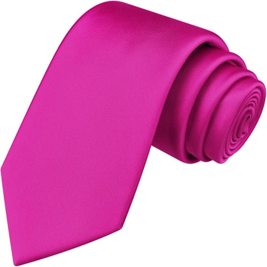 Branduce 3.15"（8cm） Mens Solid Satin Tie Pure Color Necktie for Business and Wedding + Gift Box