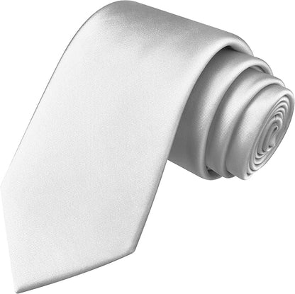 Branduce 3.15"（8cm） Mens Solid Satin Tie Pure Color Necktie for Business and Wedding + Gift Box