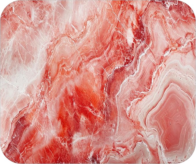 Red Marble Agate Mouse Pad Mat Mousepad for Desk Computer Laptop PC Gaming Home or Office Gift Marbled Abstract (Red MP52)