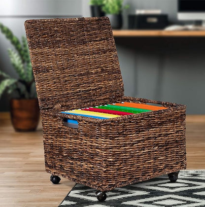 BirdRock Home Seagrass Rolling File Cabinet