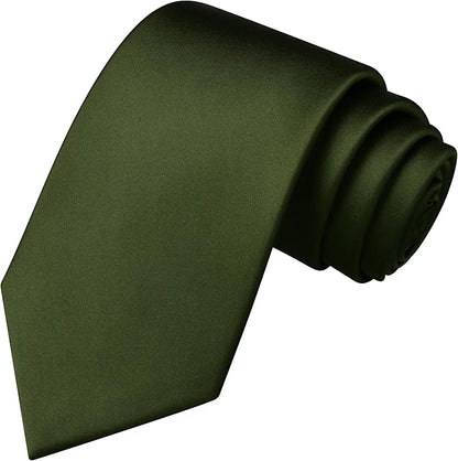Branduce 3.15"（8cm） Mens Solid Satin Tie Pure Color Necktie for Business and Wedding + Gift Box
