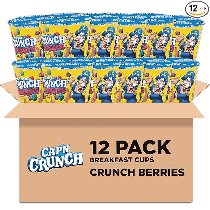Cap'n Crunch Breakfast Cereal, Crunchberries, 1.3 Ounce (Pack of 12)