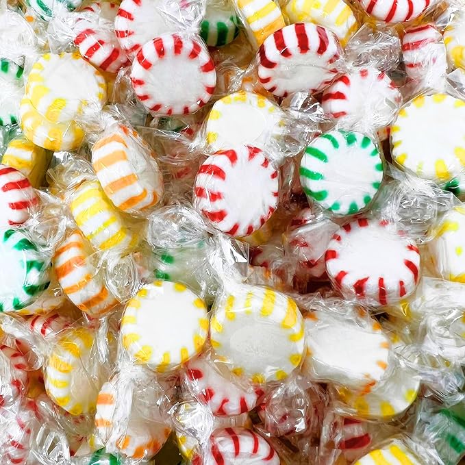 Holiday Fruit Flavored Hard Candy - 6 lbs - Apple, Strawberry, Lemon and Orange Flavored Disks Old School Classic Starlights - Bulk American Vintage Candy Assortment - Individually Wrapped, 96 oz.
