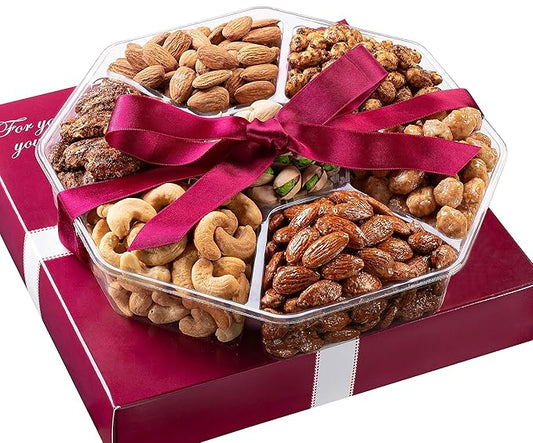 Nuts Gift Basket - Extra Large Assortment of Sweet & Roasted Salted Gourmet Nuts - Assorted Food Gift Box for Birthday, Family, Sympathy, Men & Women.