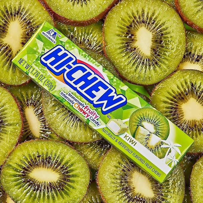 HI-CHEW Kiwi Sticks, 15-Pack, Soft & Chewy Candy, 1.76oz Each, Bulk Candy Individually Wrapped - Made with Immensely Juicy Fruity Flavors