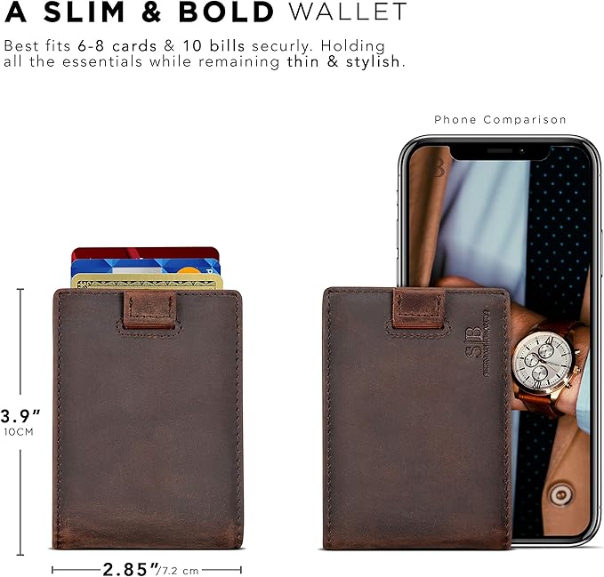 RFID Blocking Slim Money Clip Wallet – Leather Bifold Front Pocket Minimalist Mens Wallet with Money Clip for Men, Small Credit Card Holder Wallet - Travel Wallet with Gift Box