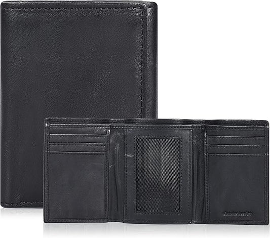Tri fold Leather Wallet for Men with RFID | Slim Wallets for Men with 1 ID and 6 Credit card slots | Front Pocket Minimalist