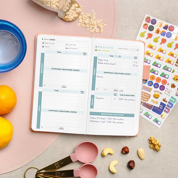 Clever Fox Food Sensitivity Journal Pocket – Daily Intolerance & Symptom Log for IBS, Diabetic, Low Fodmap, Elimination Diet – Health Tracker, 3.7x6.7 (Peach Pink)