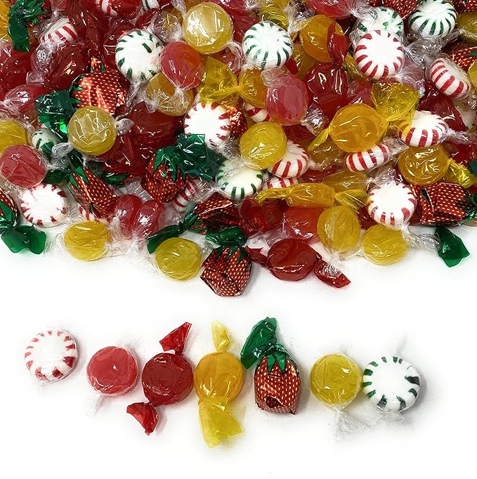 Holiday American Favorites Sweets Party Mix Individually Wrapped Hard Candies Bulk Assortment 7 Flavor Variety Pack 6 Lb 450+pcs (96 Oz)