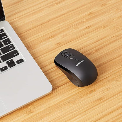 Amazon Basics 2.4 Ghz Wireless Optical Computer Mouse with USB Nano Receiver, Black, 30 Pack