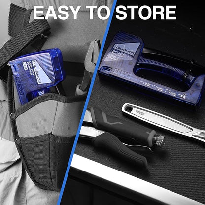 HAUSHOF Light Duty Staple Gun, Upholstery Staple Gun with 800PCS JT21 Staples and Stapler Remover, Fits JT21 Staple of 1/4'', 5/16'' & 3/8'', Used for Wood, Classroom, Crafts, DIY (Blue Transparent)