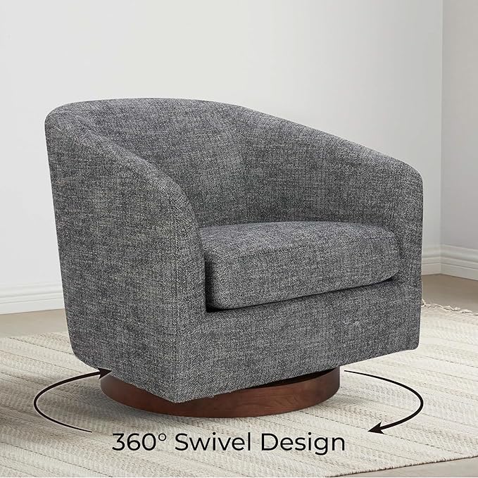 CHITA Swivel Accent Chair, FSC Certified Upholstered Fabric Barrel Chair for Living Room Set of 2, Fully Assembled, Dark Grey