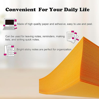 Sticky Notes 3 x 3 in, 60 Pads, 85 Sheets/Pad, 6 Bright Colors, Self-Stick Notes, Easy to Post for Home, Office, School