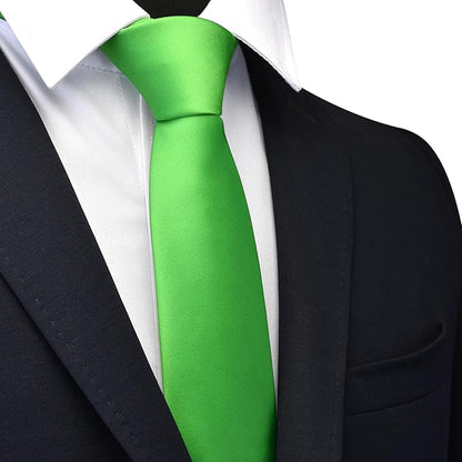 Branduce 3.15"（8cm） Mens Solid Satin Tie Pure Color Necktie for Business and Wedding + Gift Box