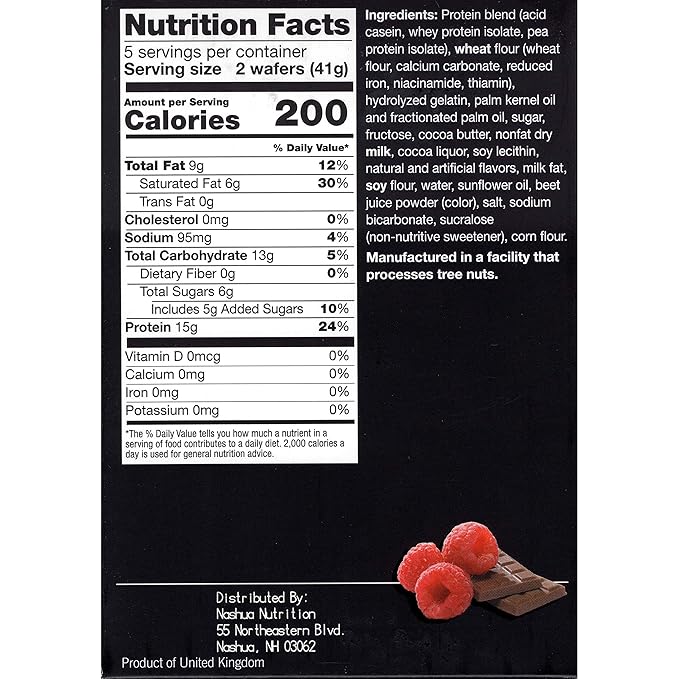 Proti-Thin High Protein Raspberry Wafer Squares, 15g Protein, Low Calorie, Low Carb, Low Sugar, Aspartame Free, Diet Wafer Bars, Healthy Snack, 2 Wafers per Serving, 5 Count Box (Pack of 2)
