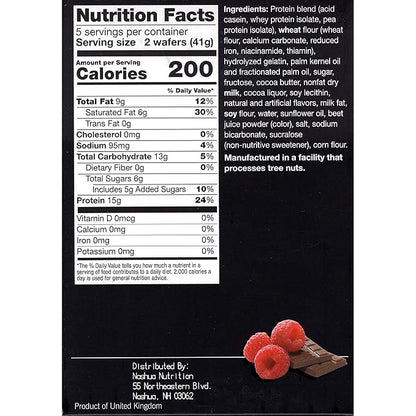 Proti-Thin High Protein Raspberry Wafer Squares, 15g Protein, Low Calorie, Low Carb, Low Sugar, Aspartame Free, Diet Wafer Bars, Healthy Snack, 2 Wafers per Serving, 5 Count Box (Pack of 2)