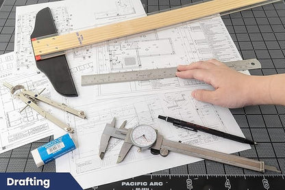 Pacific Arc 12 Inch Stainless Steel Ruler with Inch/Metric Conversion Table