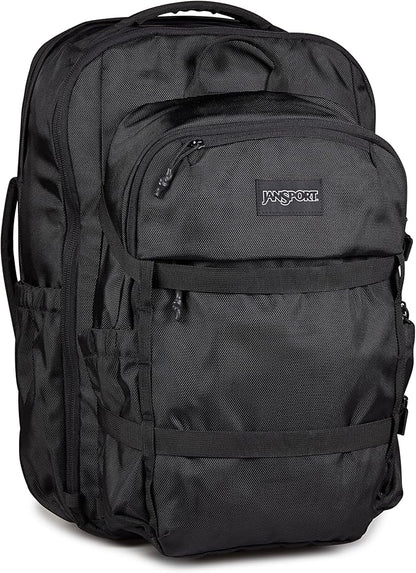 JanSport Venture Pack System – Travel Pack With Large Main Compartment, 4 Water Bottle Pockets, Adjustable Torso Length, Perimeter Wireframe Suspension, Tuck-Away Straps, Padded Hip Belt, Black