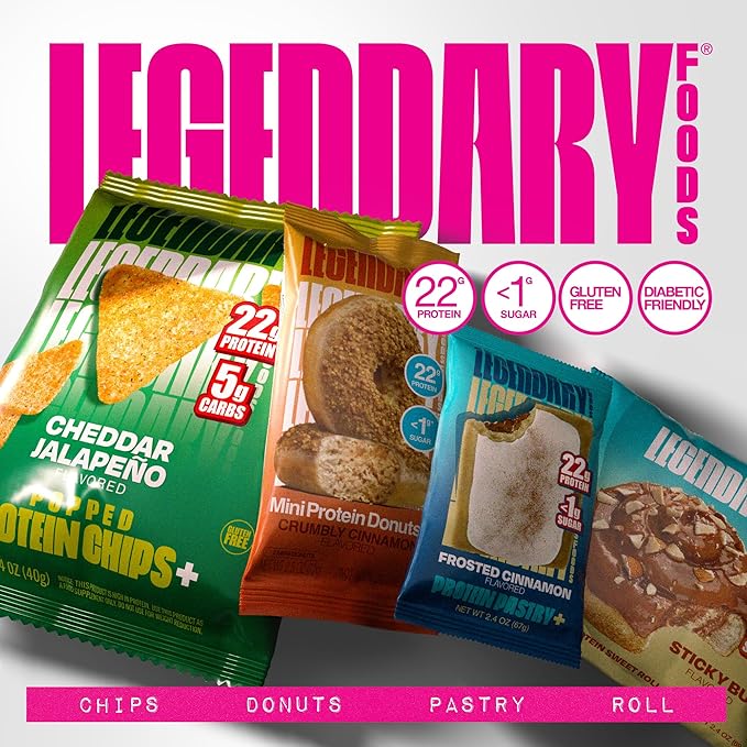 Legendary Foods Cinnamon Roll 22g Protein Bars – Gluten-Free, Low Carb Meal Option – Sweet Zero Sugar Snack, Keto-Friendly – 10-Pack High Protein Pre- or Post-Workout Nutrition Bars - Milk Chocolate