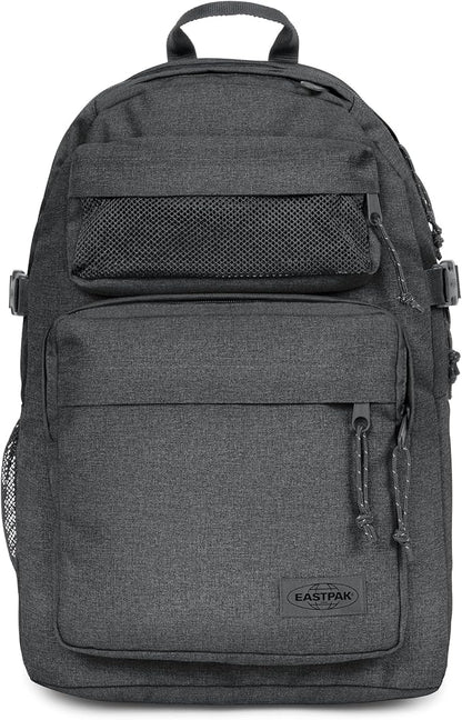 EASTPAK Double Pro – 32L Performance Backpack with 16" Laptop Sleeve, Dual Compartments, Security Pocket, Bottle Holder & Organizer, Black Denim