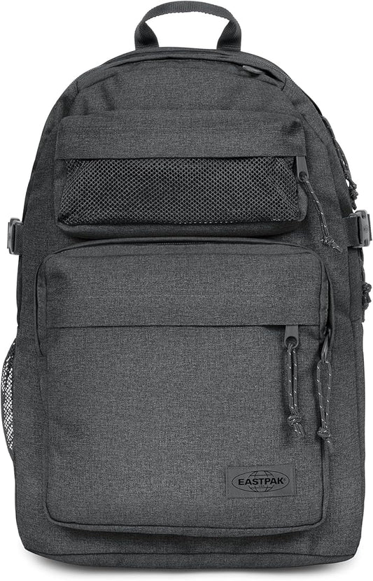 EASTPAK Double Pro – 32L Performance Backpack with 16" Laptop Sleeve, Dual Compartments, Security Pocket, Bottle Holder & Organizer, Black Denim