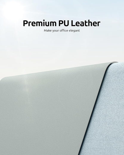 YSAGi Leather Desk Protector, Office Mat, Large Mouse Mat, Non-Slip PU Leather Blotter, Laptop Pad, Waterproof Writing Pad for Office and Home (Grayish Green, 23.6" x 13.8")