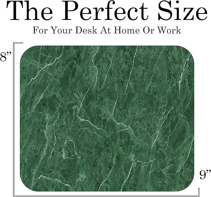 Green Marble Agate Mouse Pad Mat Mousepad for Desk Computer Laptop PC Gaming Home or Office Gift Marbled Abstract (Green MP27)