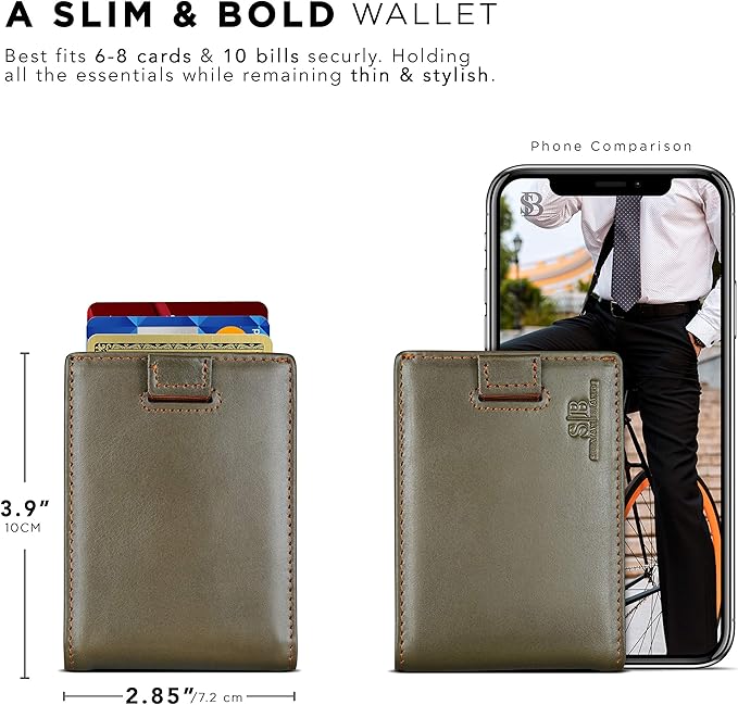 RFID Blocking Slim Money Clip Wallet – Leather Bifold Front Pocket Minimalist Mens Wallet with Money Clip for Men, Small Credit Card Holder Wallet - Travel Wallet with Gift Box