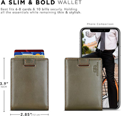 RFID Blocking Slim Money Clip Wallet – Leather Bifold Front Pocket Minimalist Mens Wallet with Money Clip for Men, Small Credit Card Holder Wallet - Travel Wallet with Gift Box