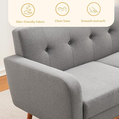 HUIMO Living Room Set, Button Tufted Living Room Furniture Sets, Upholstered Modern Couch Set with Solid Frame, Deep Seat Sofa Set for Living Room, Office (Dark Grey, 2 Piece Set-loveseat+Chair)