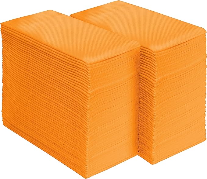 AMERICAN HOMESTEAD Paper Napkins - Orange Disposable Linen-Like Dinner Napkins - Restaurant-Quality Table Serviettes for Weddings, Parties, and Events - 15.75" x 15.75" - 50 Count