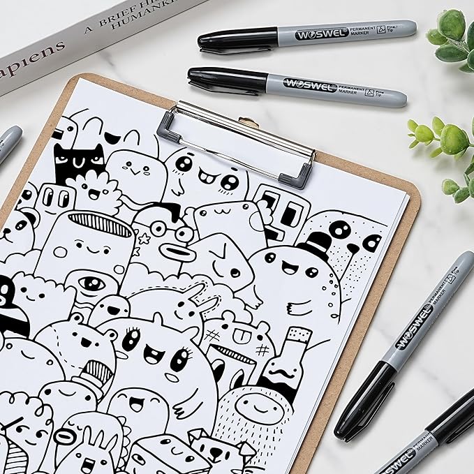 Permanent Markers Bulk 200 Pack — Black Fine Tip Waterproof Markers