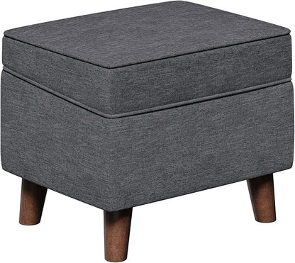 Storage Ottoman with Adjustable Cover, Soft Step Stool, Footrest and Seat, Ottoman Foot Rest for Living Room, Bedroom, Dorm, Light Gray