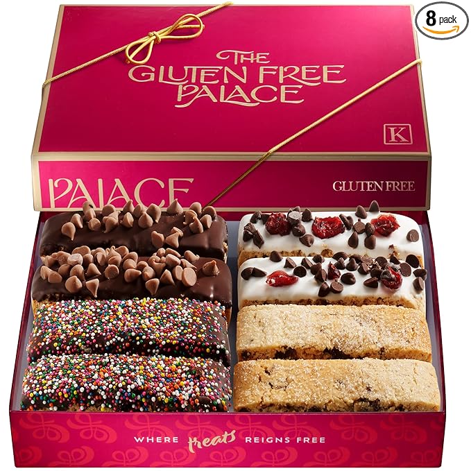Gluten Free Palace Biscotti Cookies Gift Basket – Gluten Free Holiday Cookies for Thanksgiving, Christmas, and New Year – Assorted Biscotti Gift Box for Men & Women (8 Pieces)