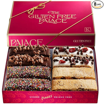 Gluten Free Palace Biscotti Cookies Gift Basket – Gluten Free Holiday Cookies for Thanksgiving, Christmas, and New Year – Assorted Biscotti Gift Box for Men & Women (8 Pieces)