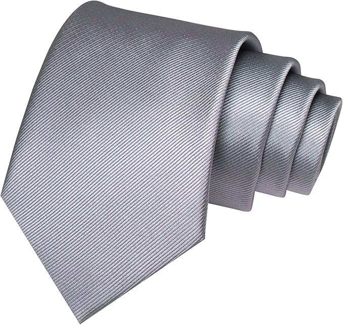 JEMYGINS Solid Color Formal Necktie and Pocket Square Tie Clip Sets for Men