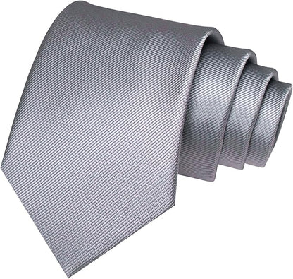 JEMYGINS Solid Color Formal Necktie and Pocket Square Tie Clip Sets for Men