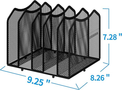 Simple Trending 2 Pack Mesh Desktop File Sorter Organizer, 5-Section Vertical File Folder Stand Bookshelf for Desk Home Office, Black