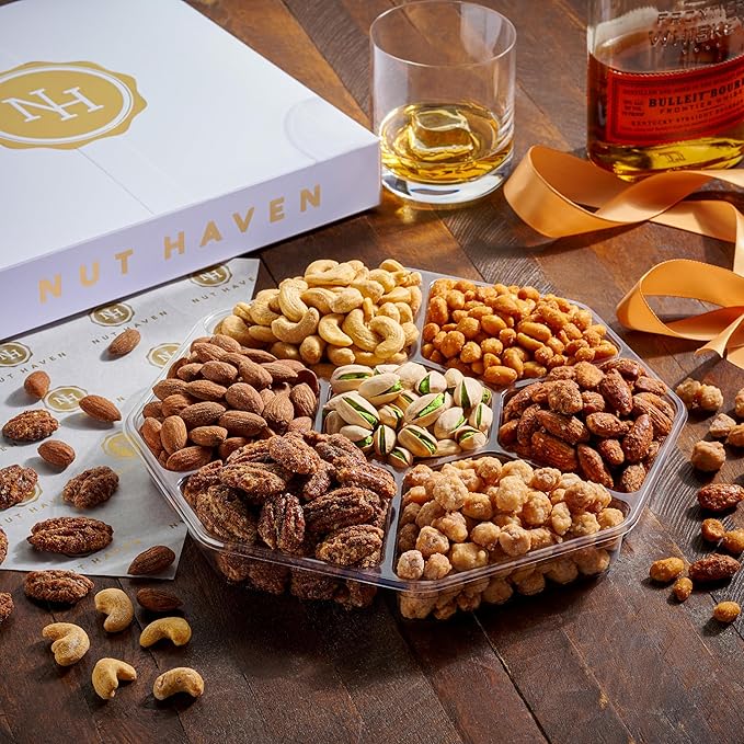 Nuts Gift Basket - Extra Large Assortment of Sweet & Roasted Salted Gourmet Nuts - Assorted Food Gift Box for Birthday, Husband, Dad, Him, Fathers Day, Family, Sympathy, Men & Women.