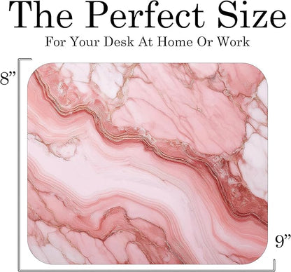Pink Marble Agate Mouse Pad Mat Mousepad for Desk Computer Laptop PC Gaming Home or Office Gift Marbled Abstract (Pink 4 MP44)