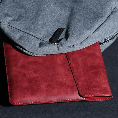 Leather Laptop Sleeve 13 Inch Compatible with MacBook Air M4 M3 M2 M1 2025-2018＆MacBook Pro M2 M1 2025-2016,Wear-Resistant and Scratch-Resistant Protective Case Cover,Red