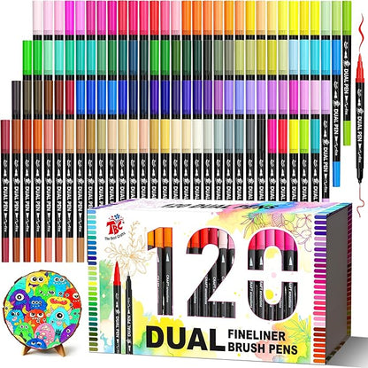 TBC The Best Crafts Dual Markers Brush Pens, 120 colors Art Marker Art Markers Gifts for Teens,Double Tip Colored Pen for Adult Coloring Books Coloring Writing