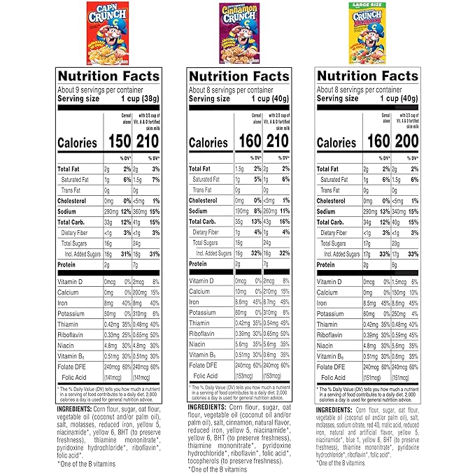 Cap'n Crunch Cereal, Cinnamon, Original & Crunch Berries Variety Pack (4 Pack)